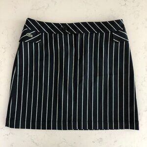 Lacoste Striped Cotton Sporty Mini Skirt w Side Pockets Black + Grey Sz 38